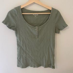 Army green ribbed hollister top